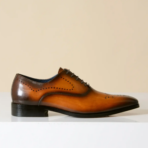Handcrafted Men’s Brown Leather Oxford Brogues – Classic Wingtip by Marc Darcy