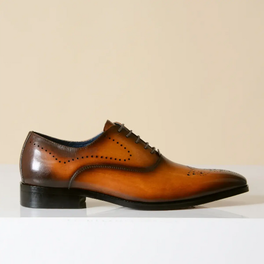 Handcrafted Men’s Brown Leather Oxford Brogues – Classic Wingtip by Marc Darcy