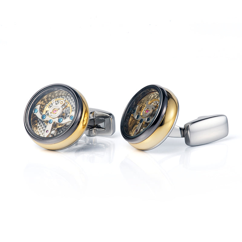 Tourbillon Cufflinks Movement Gear Cufflinks-Small cufflinks with moving movement