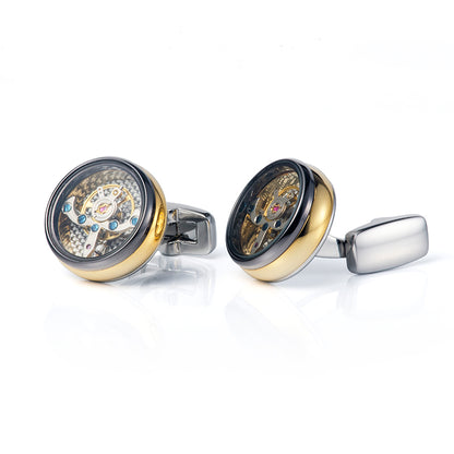 Tourbillon Cufflinks Movement Gear Cufflinks-Small cufflinks with moving movement