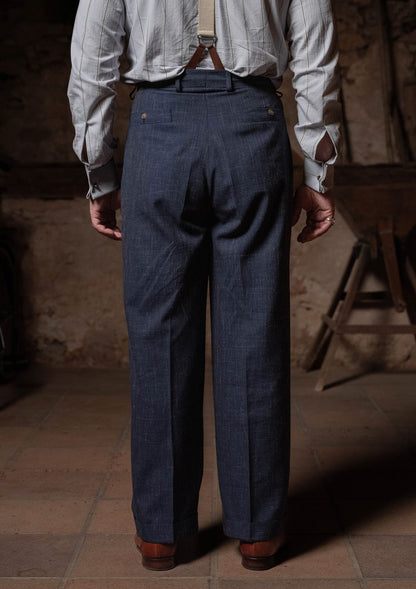 Classic Trouser - Navy Fleck Hopsack