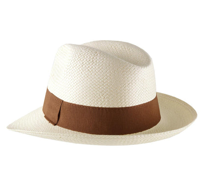 Chapeau Panama Classique Fait Main en Paille Large de 5 mm - Naturel