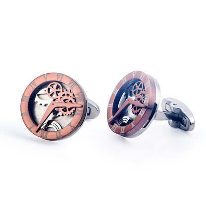 Tourbillon Cufflinks Movement Gear Cufflinks-Small cufflinks with moving movement