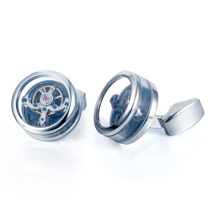 Tourbillon Cufflinks Movement Gear Cufflinks-Small cufflinks with moving movement