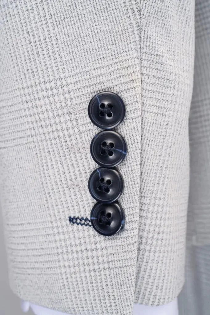 White Checkered 3-Piece Suit for Men – Elegant Wedding & Party Outfit