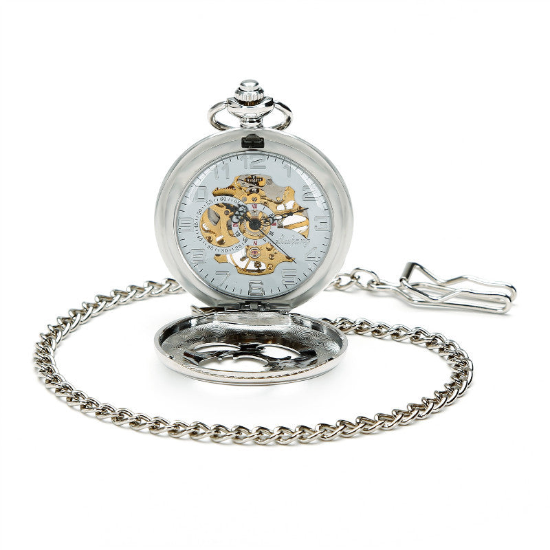 The Voyager Silver - Skeleton Arabic Pocket Watch