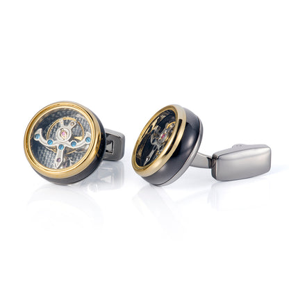 Tourbillon Cufflinks Movement Gear Cufflinks-Small cufflinks with moving movement