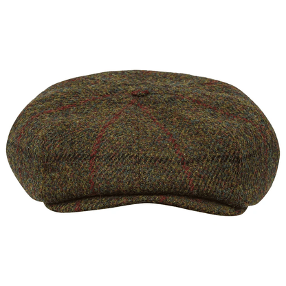 PEAKED CAPS Genuine Scottish Harris Tweed 8 Panels Man Cap Wool Large Crown