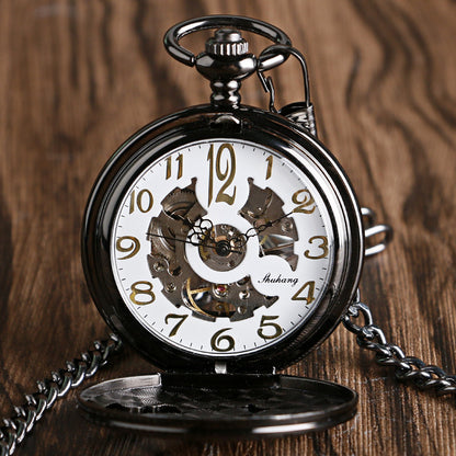 American Eagle Vintage Skeleton Mechanical Pocket Watch
