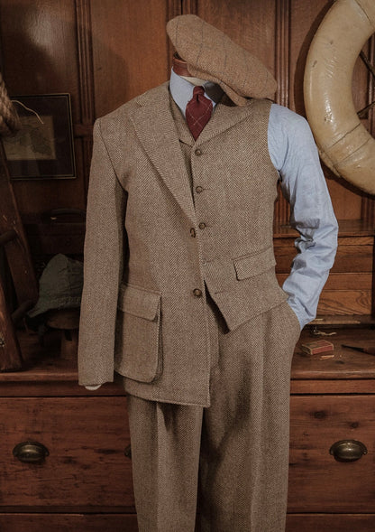 Tweed Vest - Wheat-Colored Herringbone