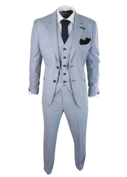 Men’s Slim Sky Blue 3-Piece Suit – Modern Wedding & Formal Guest Outfit