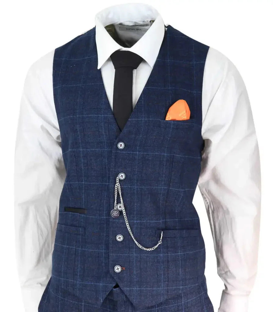 Three-Piece Tweed Suit in Cody Blue – Vintage Gentleman Style