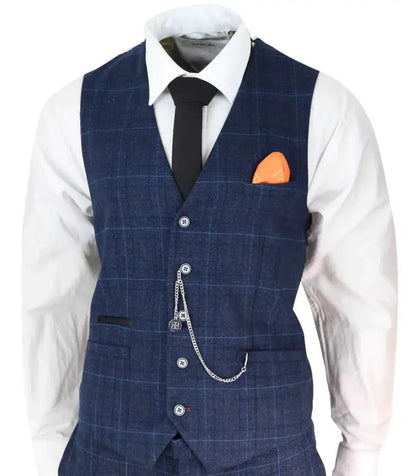 Three-Piece Tweed Suit in Cody Blue – Vintage Gentleman Style