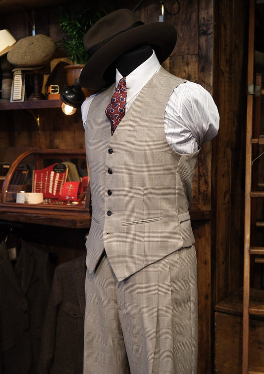 Sand Prince of Wales Check Waistcoat – Brockman Collection